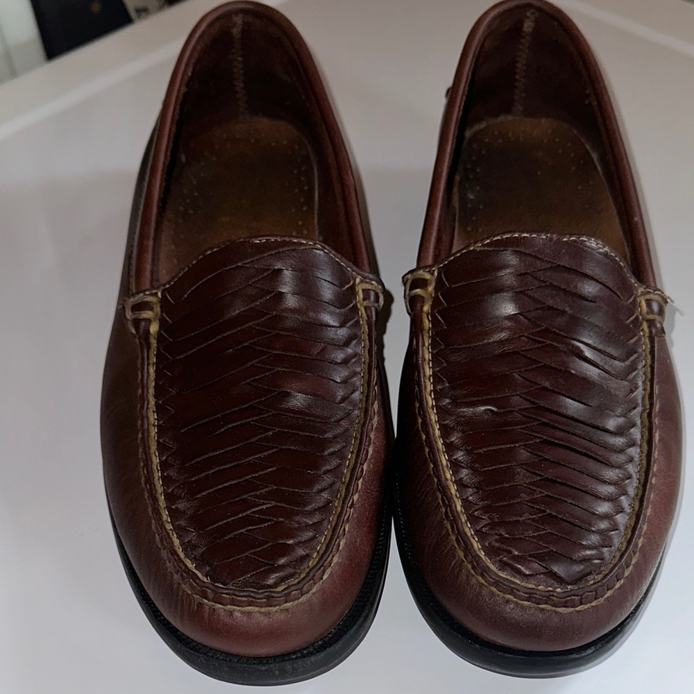 Sperry Men's Dark Brown Woven Leather Slip-On Loafers